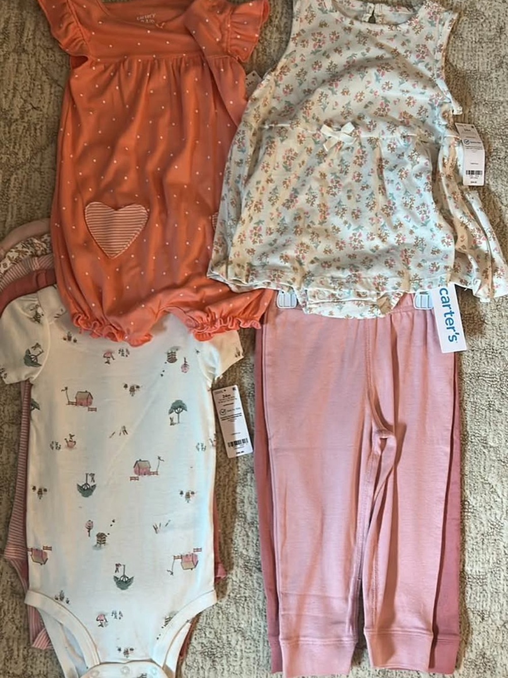 Carter's Coral, Pink, Cream 5-Piece Baby Set